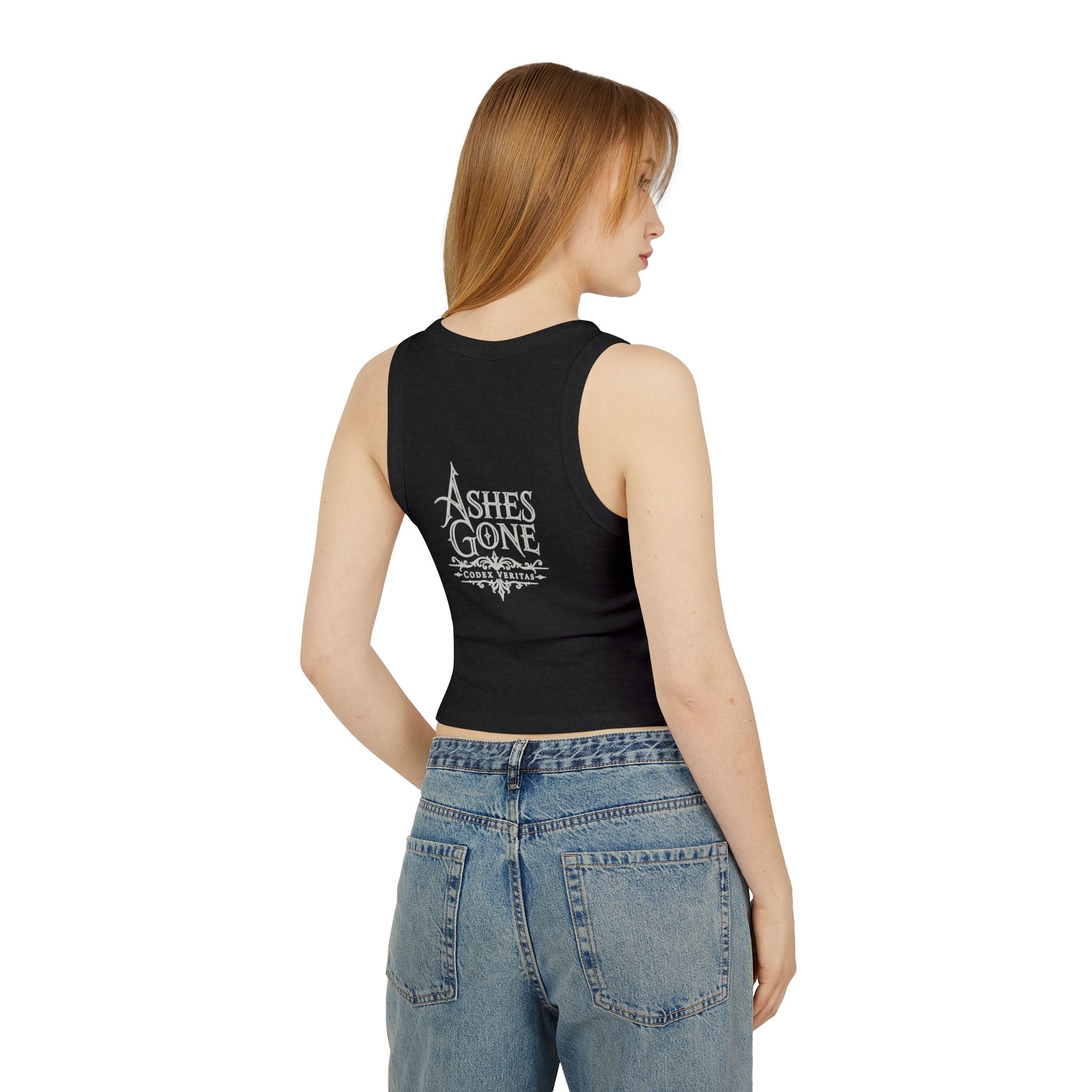 Ashes Gone Band Logo Crop Tank Top — Gothic Rock Music Women's Racer
