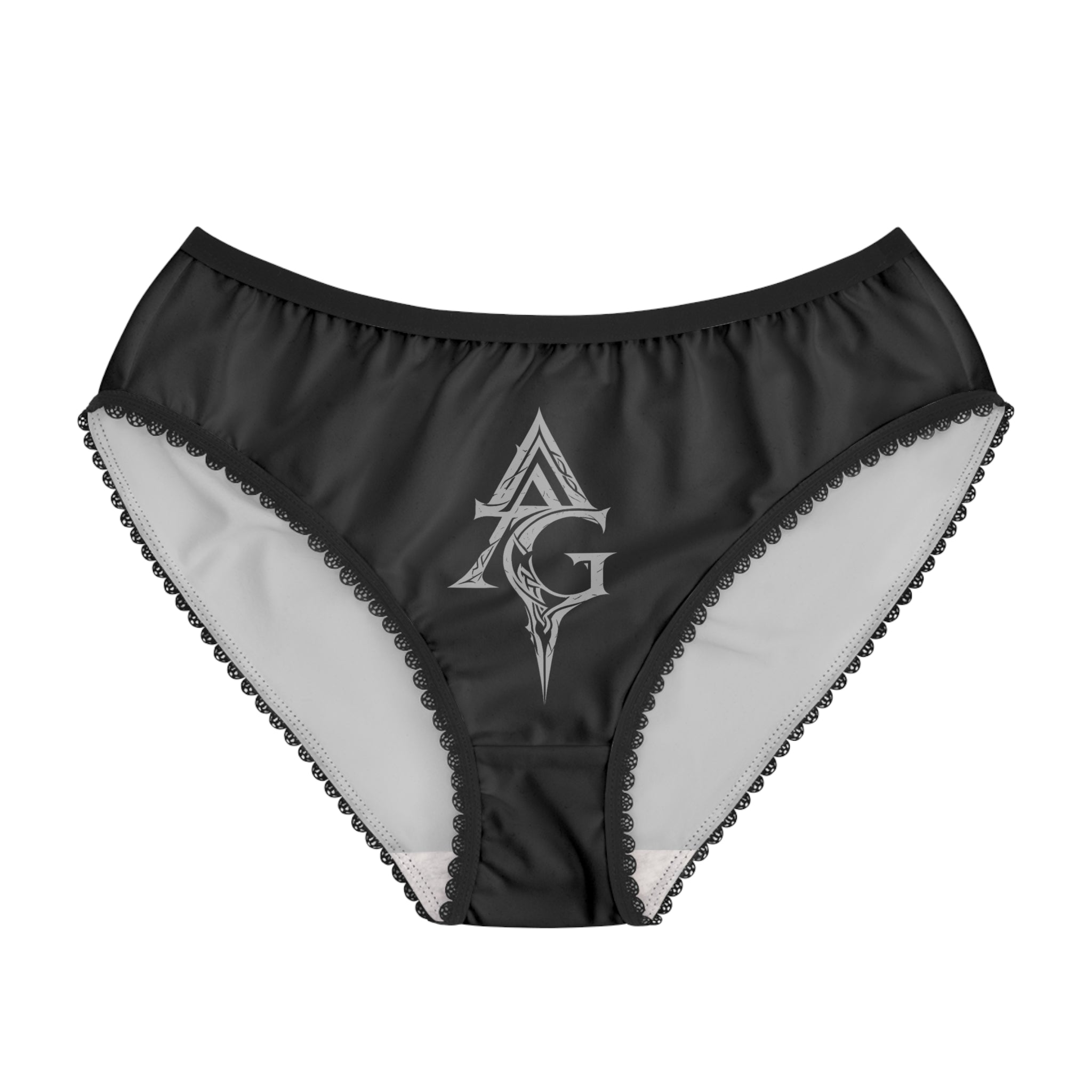 Women's Briefs — 'Ashes Gone' Gothic Monogram Lace-Trim Bikini