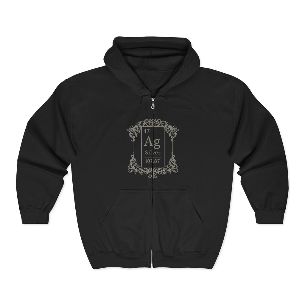 Ashes Gone Band Zip Hoodie — 'Ag' Crest Gothic Rock Full-Zip Sweatshirt