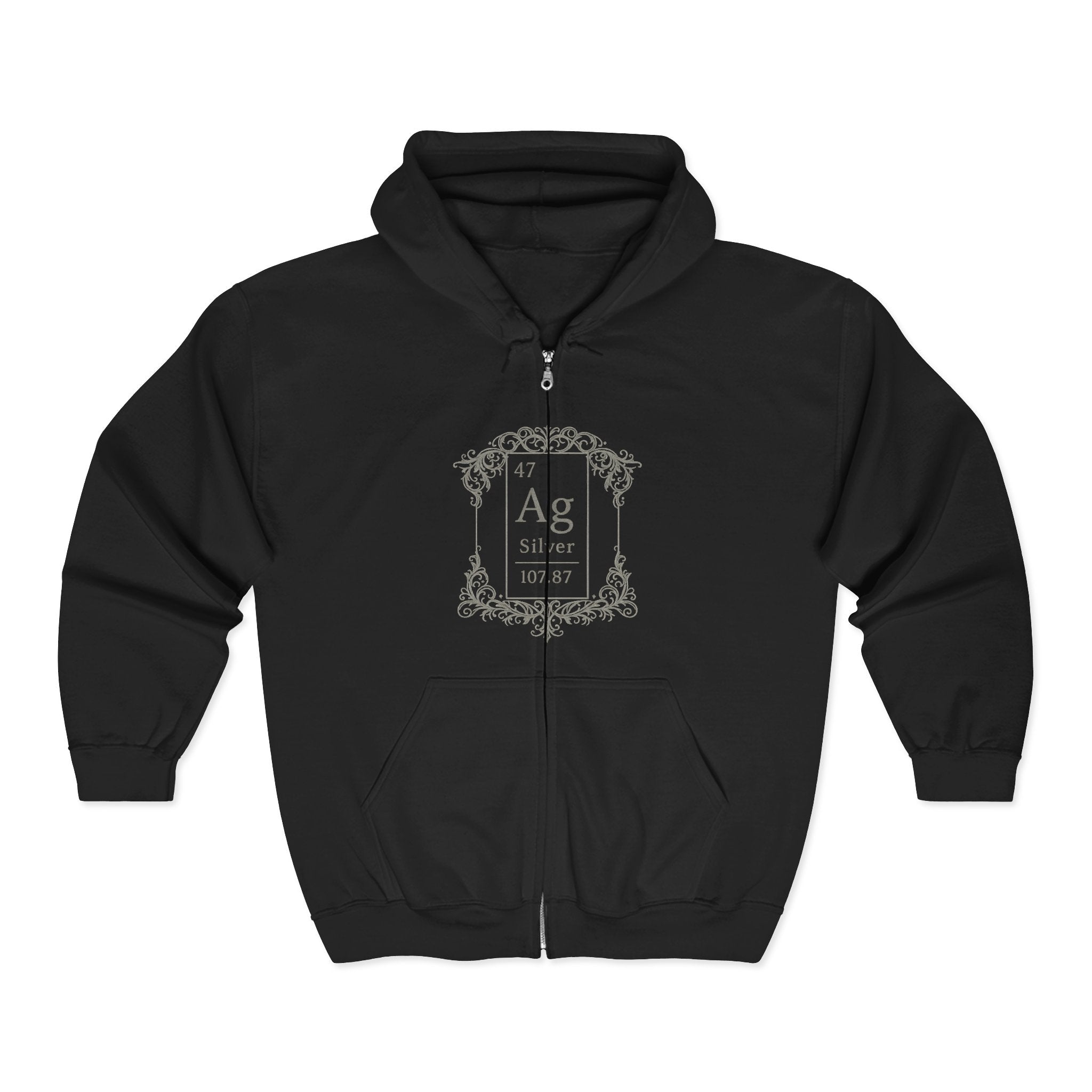 Ashes Gone Band Zip Hoodie — 'Ag' Crest Gothic Rock Full-Zip Sweatshirt
