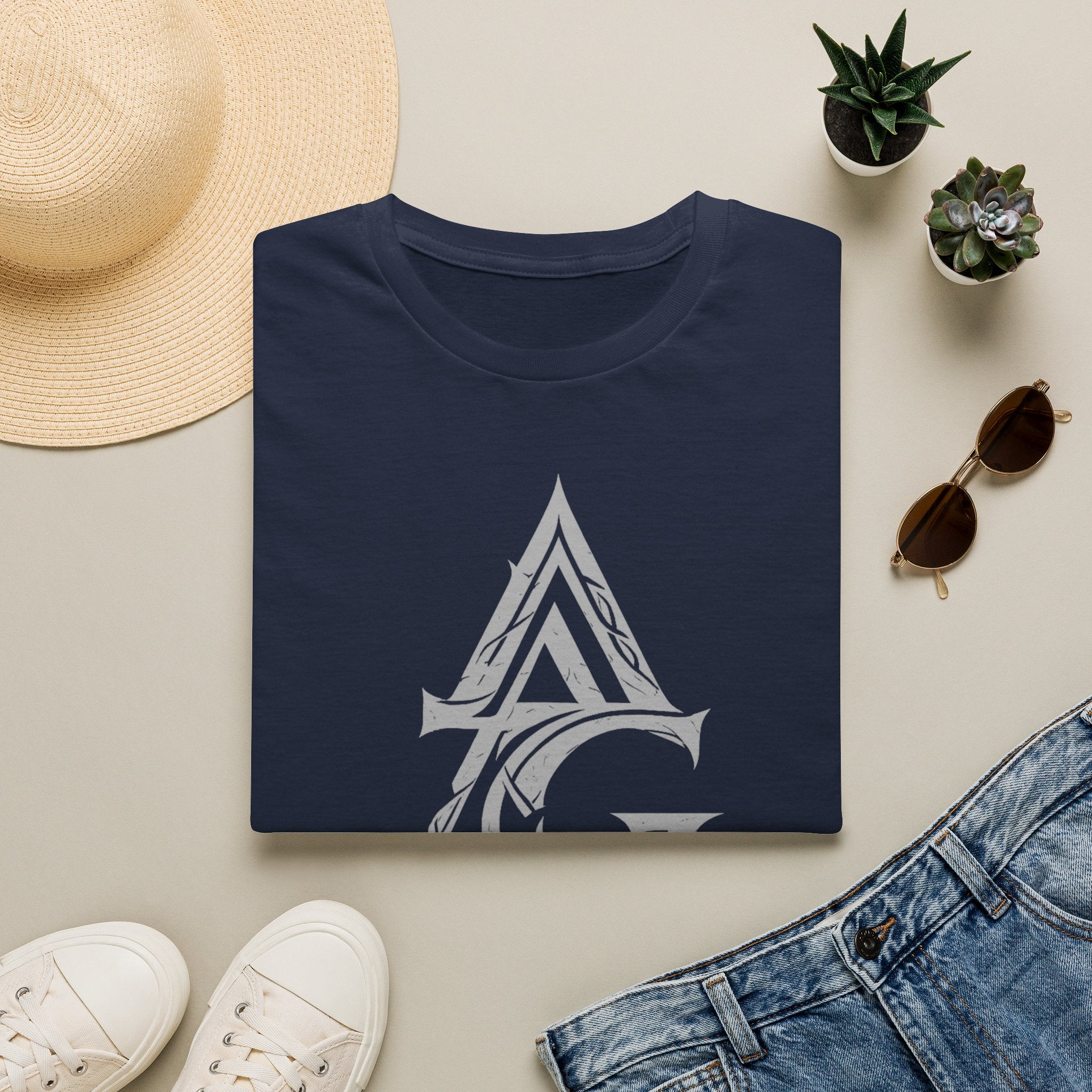 Monogram 'AG' Gothic Letter Tee — Vintage Stylized Initial T-Shirt
